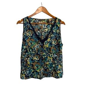 Liz Claiborne Floral Sleeveless Multicolor Shirt Women’s Large